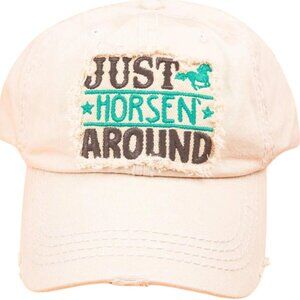 KBETHOS Stone "Just‎ Horsen Around" Distressed Baseball Cap Hat NWT